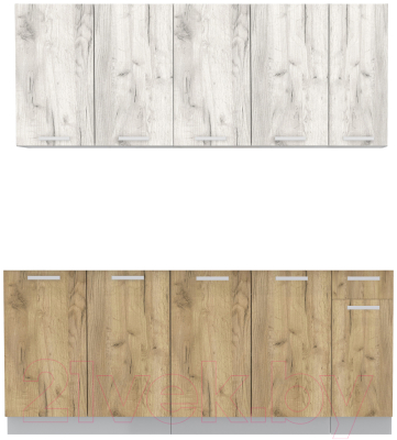 Кухонный гарнитур Интерлиния Мила Лайт 2.0-60 без столешницы (дуб белый/дуб золотой) - фото