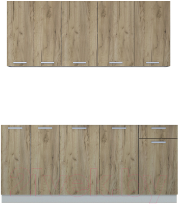 Кухонный гарнитур Интерлиния Мила Лайт 1.8-60 без столешницы (дуб золотой) - фото