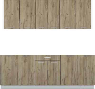 Кухонный гарнитур Интерлиния Мила Лайт 2.2 без столешницы (дуб золотой) - фото