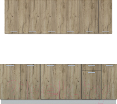 Кухонный гарнитур Интерлиния Мила Лайт 2.3 без столешницы (дуб золотой) - фото