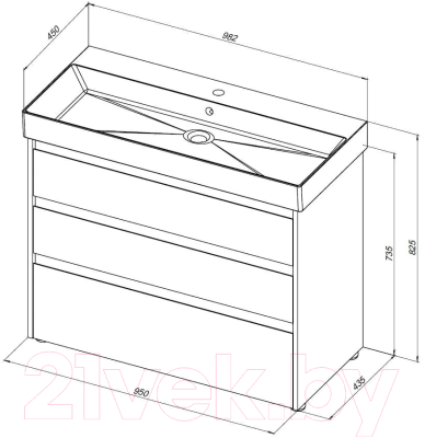 Тумба с умывальником Aquanet Nova Lite 100 / 307081