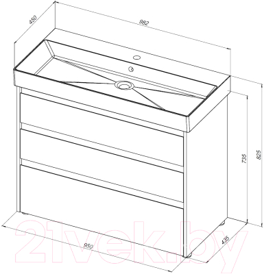 Тумба с умывальником Aquanet Nova Lite 100 / 307083