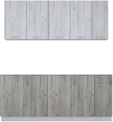 Кухонный гарнитур Интерлиния Мила Лайт 1.9 без столешницы (дуб белый/дуб серый) - фото