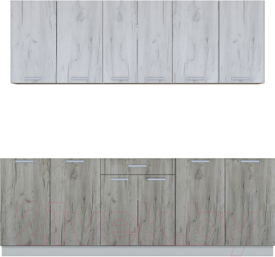 Кухонный гарнитур Интерлиния Мила Лайт 2.2 без столешницы (дуб белый/дуб серый) - фото