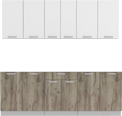 Кухонный гарнитур Интерлиния Мила Лайт 2.2 без столешницы (белый платинум/дуб серый) - фото