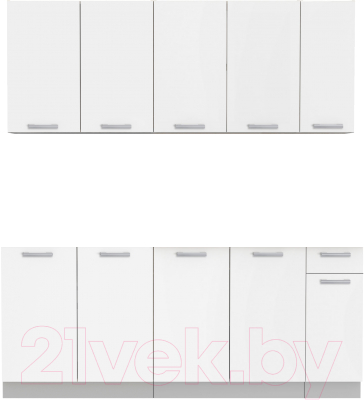 Кухонный гарнитур Интерлиния Мила Лайт 2.0-60 без столешницы (белый платинум) - фото