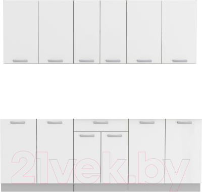 Кухонный гарнитур Интерлиния Мила Лайт 2.2 без столешницы (белый платинум) - фото