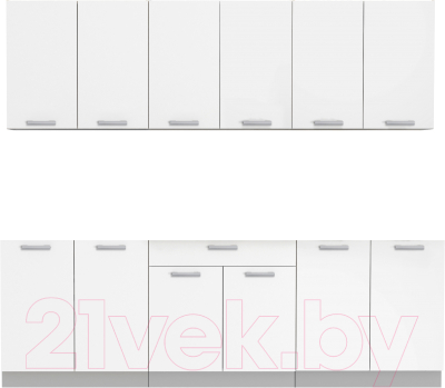 Кухонный гарнитур Интерлиния Мила Лайт 2.4 без столешницы (белый платинум) - фото