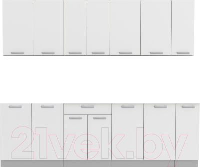 Кухонный гарнитур Интерлиния Мила Лайт 2.5 без столешницы (белый платинум) - фото