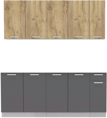 Кухонный гарнитур Интерлиния Мила Лайт 2.0-60 без столешницы (дуб золотой/антрацит) - фото