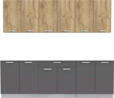 Кухонный гарнитур Интерлиния Мила Лайт 2.4 без столешницы (дуб золотой/антрацит) - фото