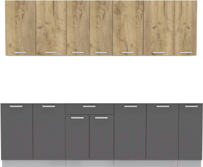 Кухонный гарнитур Интерлиния Мила Лайт 2.5 без столешницы (дуб золотой/антрацит) - фото