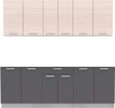 Кухонный гарнитур Интерлиния Мила Лайт 2.2 без столешницы (вудлайн кремовый/антрацит) - фото