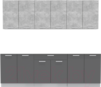 Кухонный гарнитур Интерлиния Мила Лайт 2.4 без столешницы (бетон/антрацит) - фото