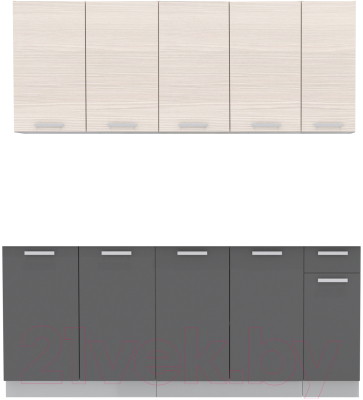 Кухонный гарнитур Интерлиния Мила Лайт 2.0-60 без столешницы (вудлайн кремовый/антрацит) - фото