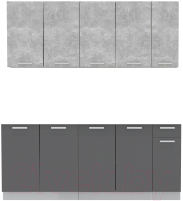 Кухонный гарнитур Интерлиния Мила Лайт 2.0-60 без столешницы (бетон/антрацит) - фото