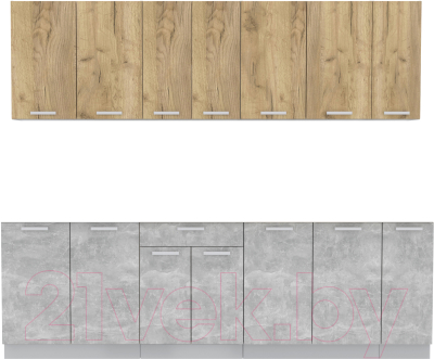 Кухонный гарнитур Интерлиния Мила Лайт 2.5 без столешницы (дуб золотой/бетон) - фото