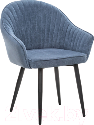 Стул Импэкс Leset Вайд с подлокотниками (черный/велюр синий) - фото