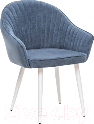 Стул Импэкс Leset Вайд с подлокотниками (белый/велюр синий) - фото