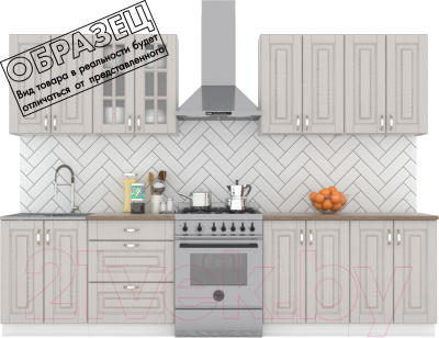 Кухонный гарнитур Интермебель Бостон-8 2.4 (ясень капучино софт/тунис) - фото