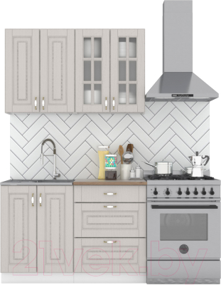 Кухонный гарнитур Интермебель Бостон-1 1.2 (ясень капучино софт/мрамор лацио белый) - фото