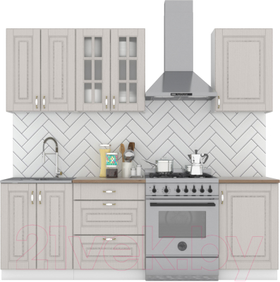 Кухонный гарнитур Интермебель Бостон-3 1.7 (ясень капучино софт/мрамор лацио белый) - фото