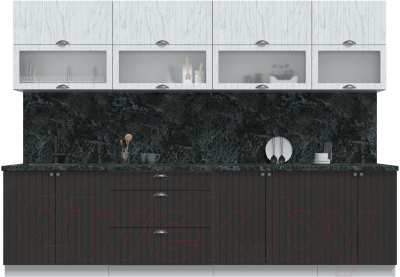 Кухонный гарнитур Интерлиния Берес 3.0Б (дуб полярный/дуб английский/кастилло темный) - фото