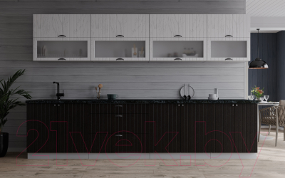 Кухонный гарнитур Интерлиния Берес 3.0Б (дуб полярный/дуб английский/кастилло темный)