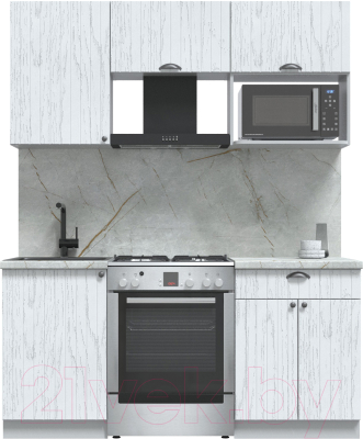 Кухонный гарнитур Интерлиния Берес 1.7В (дуб полярный/серый каспий) - фото