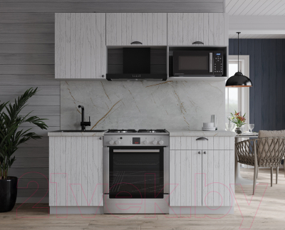 Кухонный гарнитур Интерлиния Берес 1.7В (дуб полярный/серый каспий)