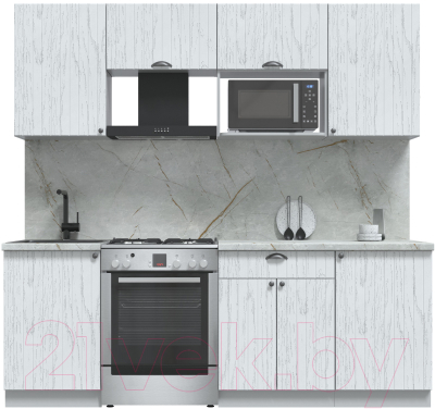 Кухонный гарнитур Интерлиния Берес 2.2В (дуб полярный/серый каспий) - фото