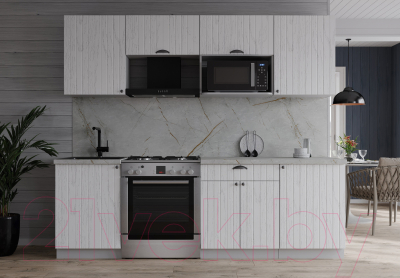 Кухонный гарнитур Интерлиния Берес 2.2В (дуб полярный/серый каспий)