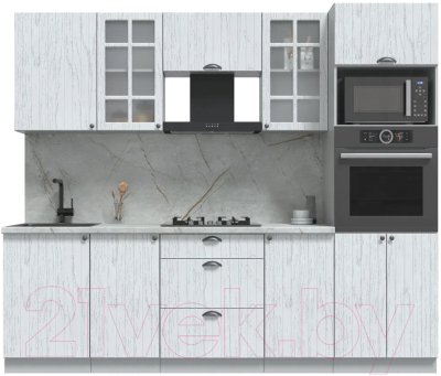 Кухонный гарнитур Интерлиния Берес 2.5В (дуб полярный/серый каспий) - фото