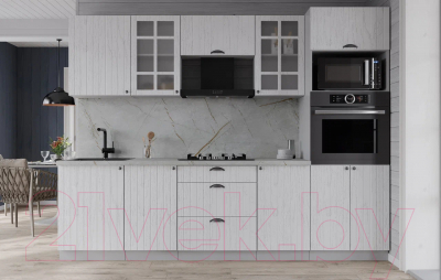 Кухонный гарнитур Интерлиния Берес 2.5В (дуб полярный/серый каспий)