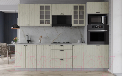 Кухонный гарнитур Интерлиния Берес 2.6В (дуб снежный/серый каспий)