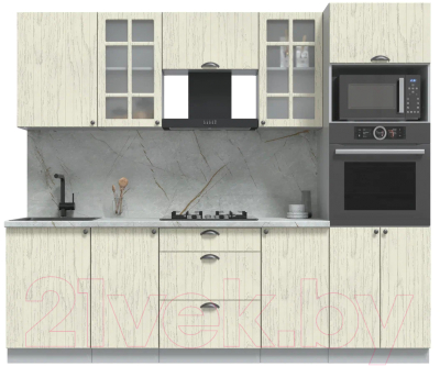 Кухонный гарнитур Интерлиния Берес 2.5В (дуб снежный/серый каспий) - фото