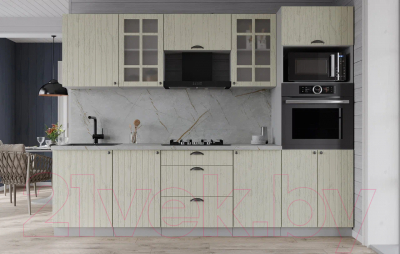 Кухонный гарнитур Интерлиния Берес 2.5В (дуб снежный/серый каспий)