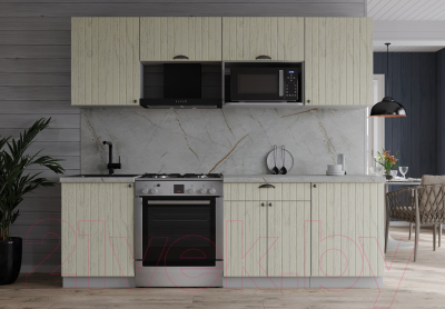 Кухонный гарнитур Интерлиния Берес 2.2В (дуб снежный/серый каспий)