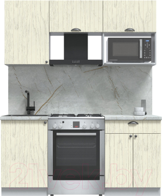 Кухонный гарнитур Интерлиния Берес 1.7В (дуб снежный/серый каспий) - фото