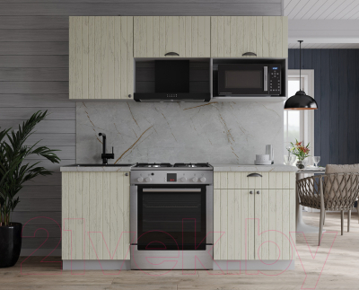 Кухонный гарнитур Интерлиния Берес 1.7В (дуб снежный/серый каспий)