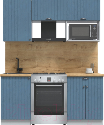 Кухонный гарнитур Интерлиния Берес 1.7В (дуб лазурный/дуб бунратти) - фото