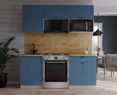 Кухонный гарнитур Интерлиния Берес 1.7В (дуб лазурный/дуб бунратти)