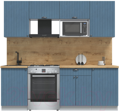 Кухонный гарнитур Интерлиния Берес 2.2В (дуб лазурный/дуб бунратти) - фото