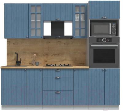 Кухонный гарнитур Интерлиния Берес 2.3В (дуб лазурный/дуб бунратти) - фото