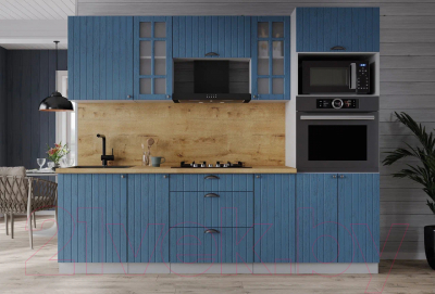 Кухонный гарнитур Интерлиния Берес 2.3В (дуб лазурный/дуб бунратти)