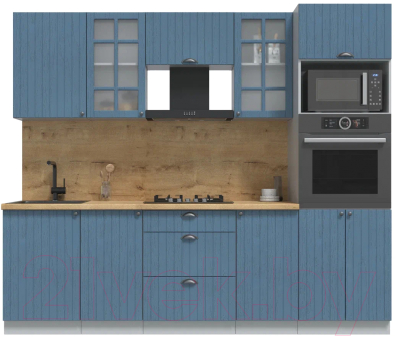 Кухонный гарнитур Интерлиния Берес 2.5В (дуб лазурный/дуб бунратти) - фото