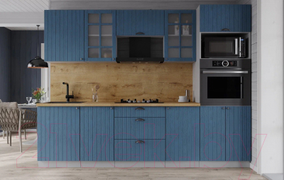 Кухонный гарнитур Интерлиния Берес 2.5В (дуб лазурный/дуб бунратти)