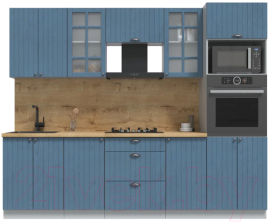 Кухонный гарнитур Интерлиния Берес 2.6В (дуб лазурный/дуб бунратти) - фото