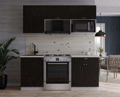 Кухонный гарнитур Интерлиния Берес 1.7В (дуб английский/бискайская сосна)