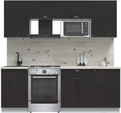 Кухонный гарнитур Интерлиния Берес 2.2В (дуб английский/бискайская сосна) - фото